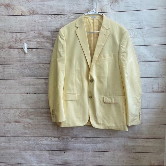 SADDLEBRED COTTON BLAZER IN YELLOW - Picture 1 of 6